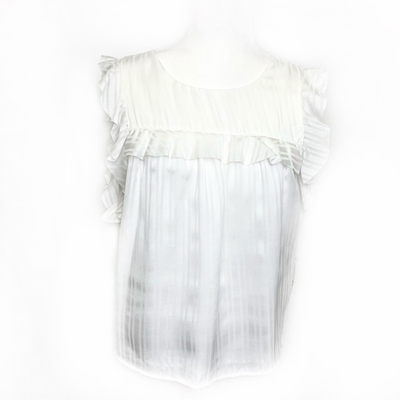 white ruffle short sleeve top